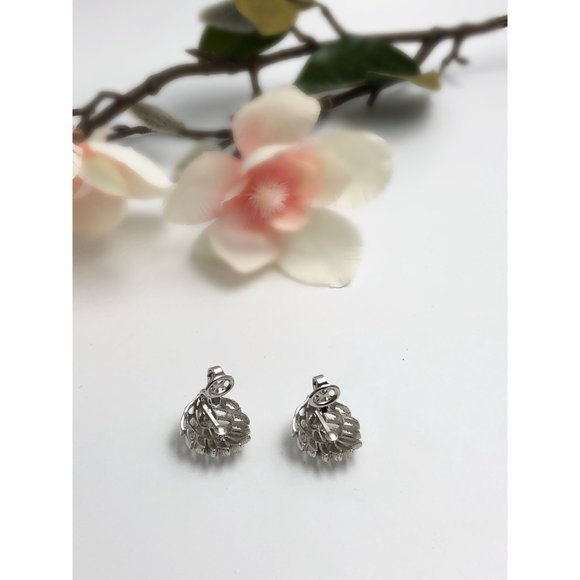 Crown Trifari Silver Tone Clip On Earrings - Picture 5 of 7